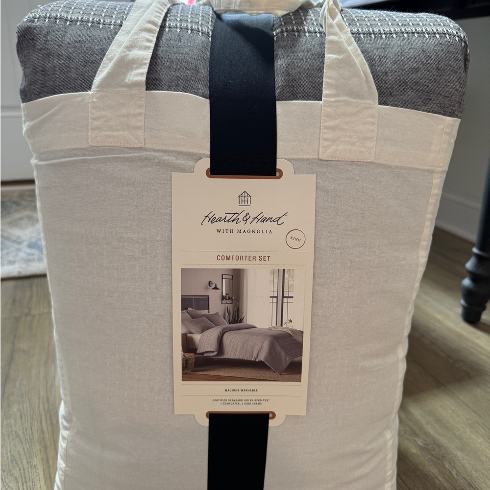 Hearth & Hand King Comforter Set - Gray and Cream